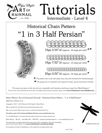 Dylon Whyte`s Art of Chainmail Tutorial - Historical Chain Pattern: 1 in 3 Half Persian