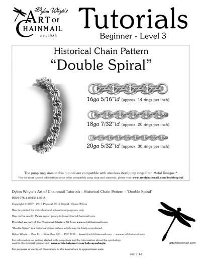 Dylon Whyte`s Art of Chainmail Tutorial - Historical Chain Pattern: Double Spiral