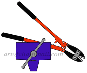 Bolt Cutters Mounted in a Vice